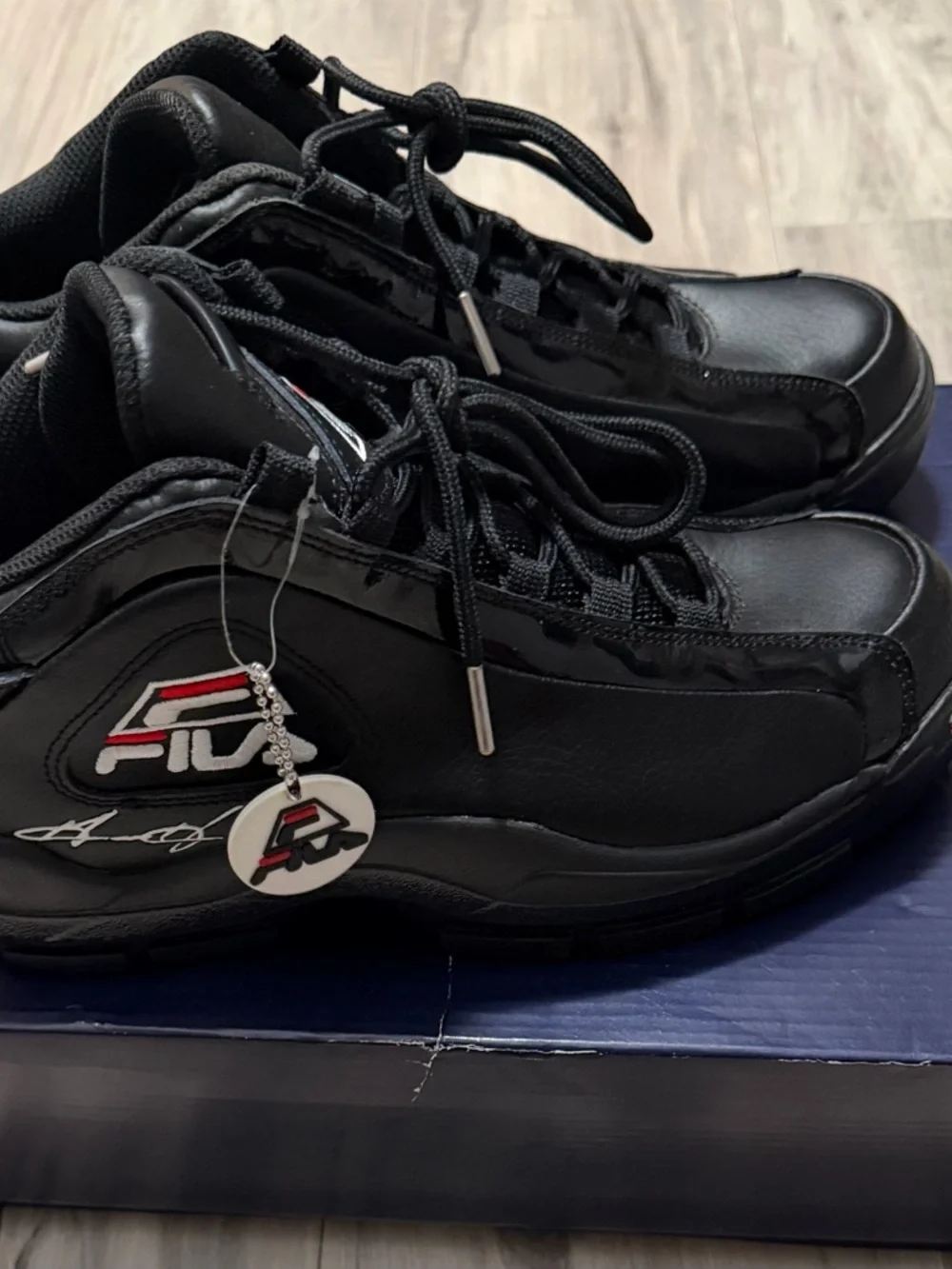 Fila Grant Hill 2 - 25th Anniversary Black High-Top Sneakers with Red Accents - Picture 5 of 9